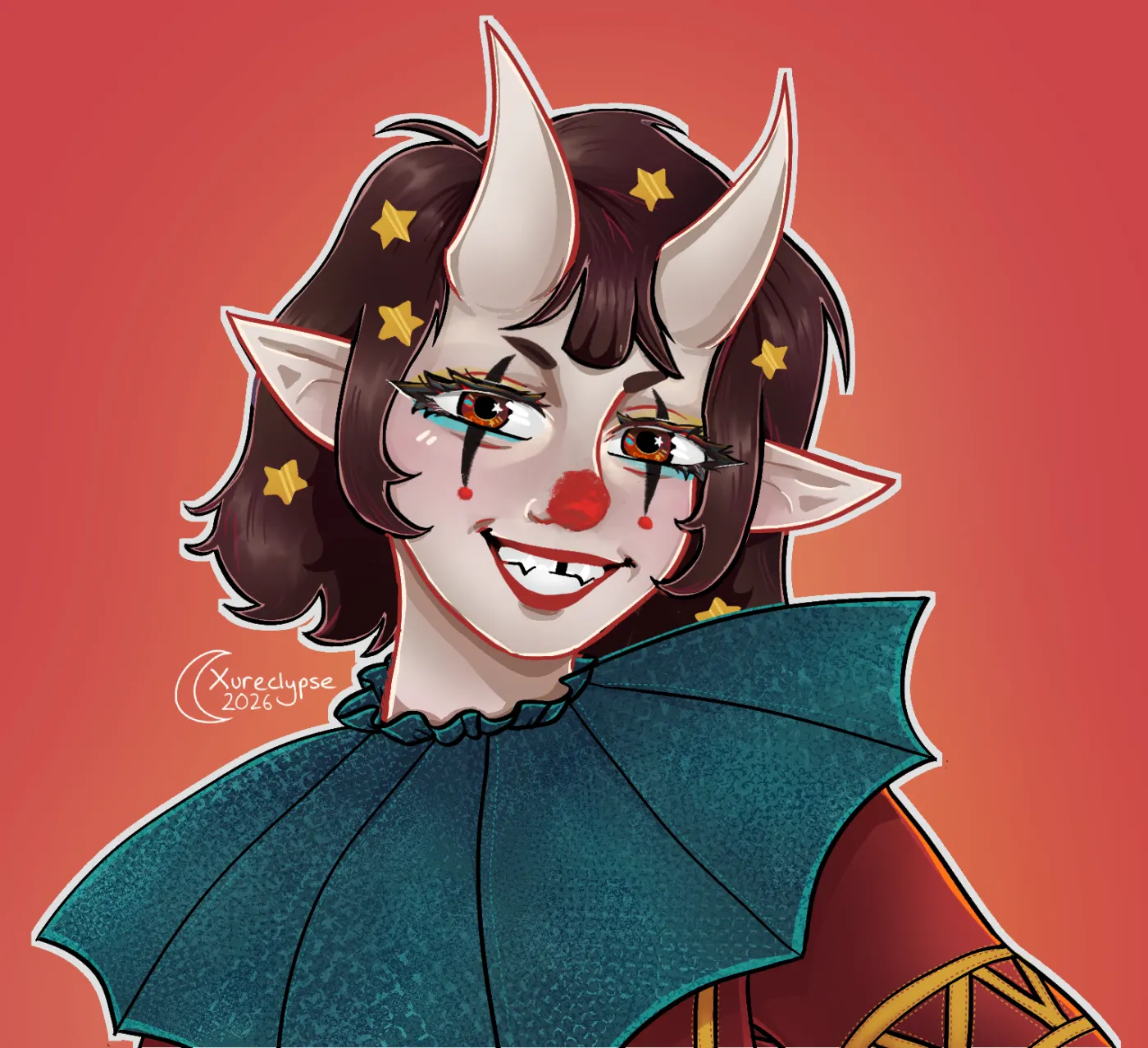 art fight clown tiefling! by xureclypse