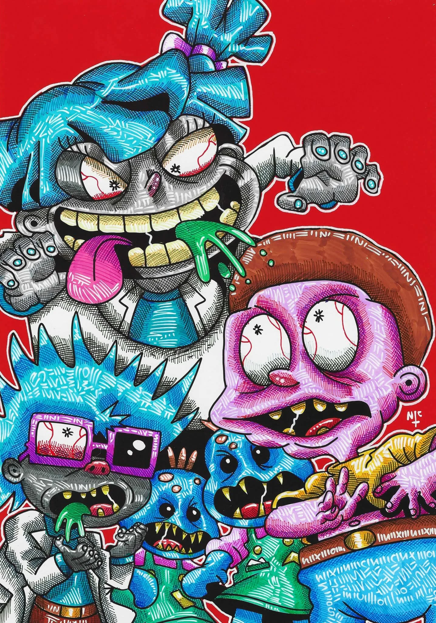 Rugrats, rick and Morty cross over by Nikartgod