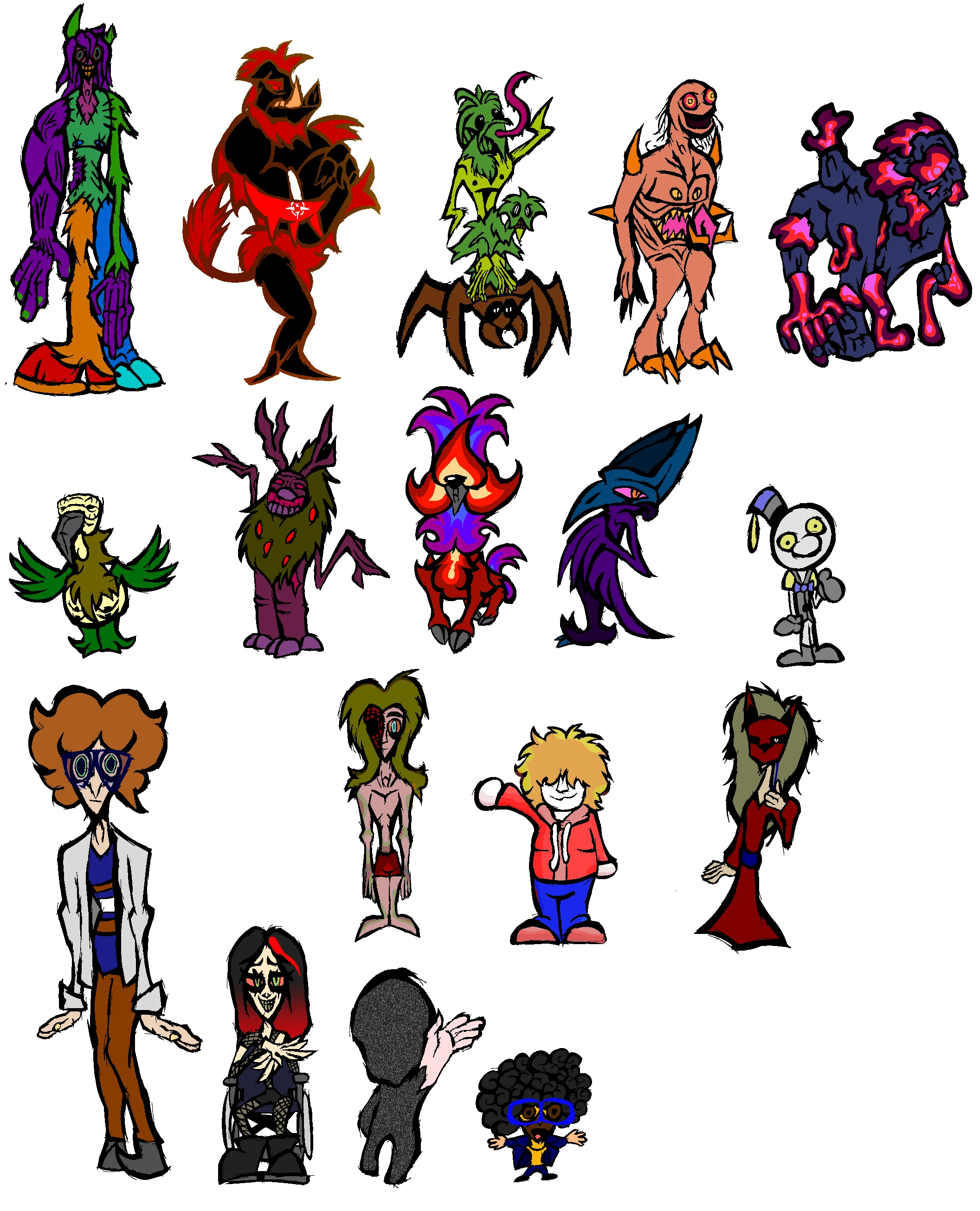 Collage of recent character designs by Sallowist