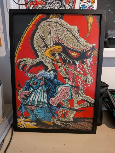 Framed spawn fan art inks on card