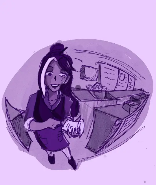 Gwen taking orders